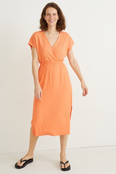 Donna - Vestito a portafoglio - arancione
