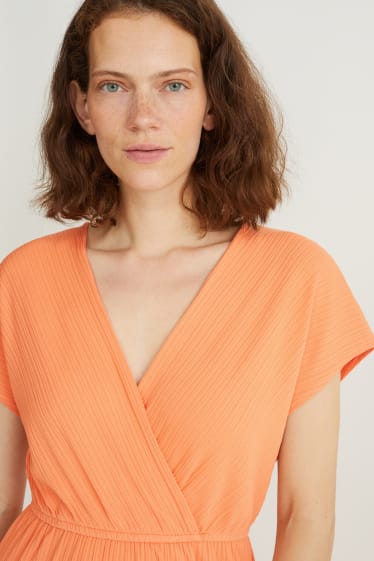 Donna - Vestito a portafoglio - arancione