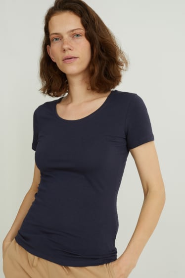 Femei - Tricou basic - albastru închis