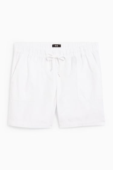 Donna - Shorts - vita alta - bianco