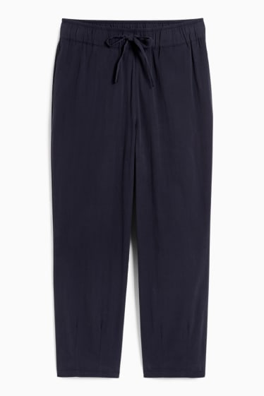 Femmes - Pantalon en toile - high waist - boyfriend - bleu foncé