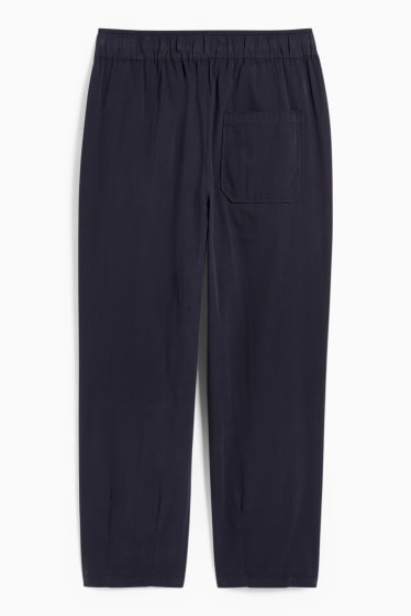 Femmes - Pantalon en toile - high waist - boyfriend - bleu foncé