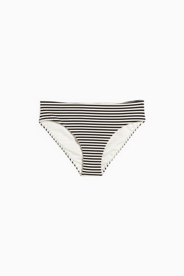 Damen - Bikini-Hose - Mid Waist - LYCRA® XTRA LIFE™ - gestreift - schwarz / weiß