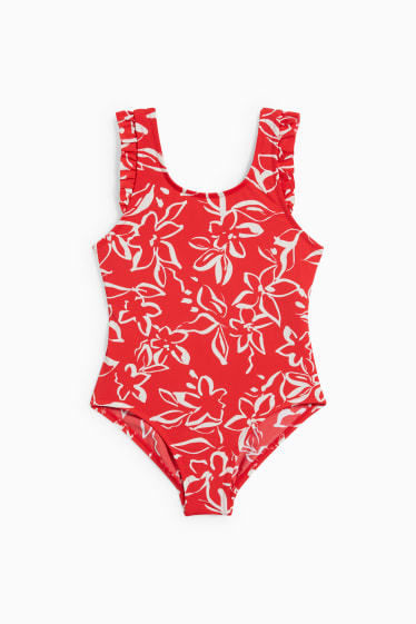 Kinder Mädchen - Badeanzug - LYCRA® XTRA LIFE™ - geblümt - rot