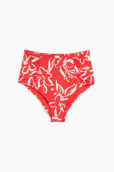 Donna - Slip bikini - vita alta - LYCRA® XTRA LIFE™ - a fiori - rosso