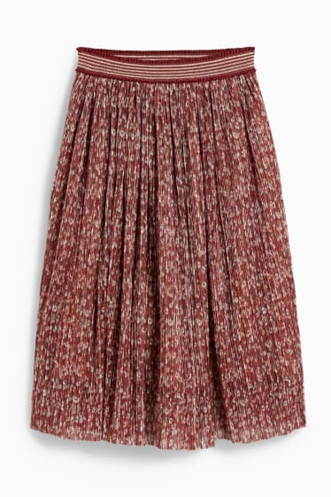 Children - Plissé skirt - floral - brown