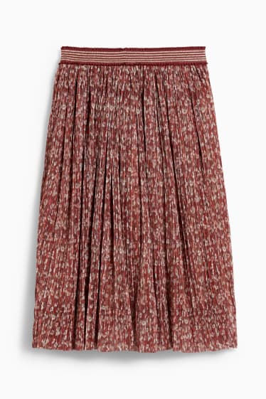 Children - Plissé skirt - floral - brown