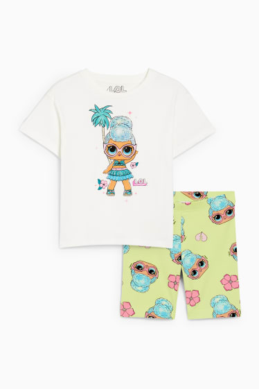 Niños - L.O.L. Surprise - conjunto - camiseta de manga corta y pantalón de ciclista - blanco roto