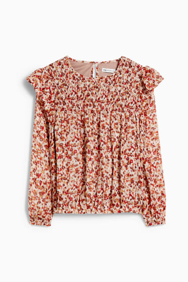 Kinderen: meisjes - Blouse - met patroon - licht beige