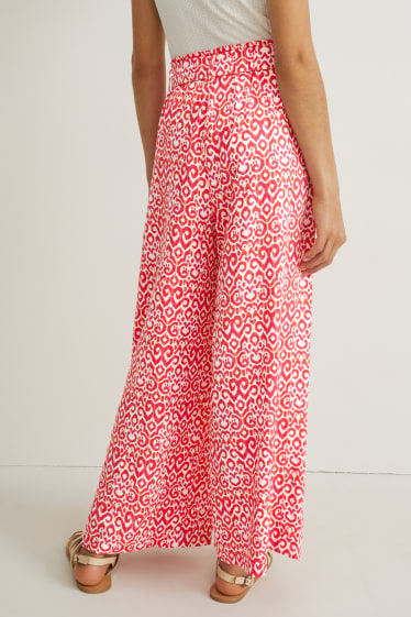Kinderen: meisjes - Pantalon - wide leg - rood / crème wit