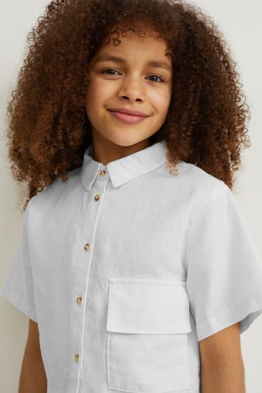 Bambine - Blusa - misto lino - bianco crema
