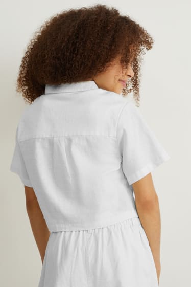 Bambine - Blusa - misto lino - bianco crema