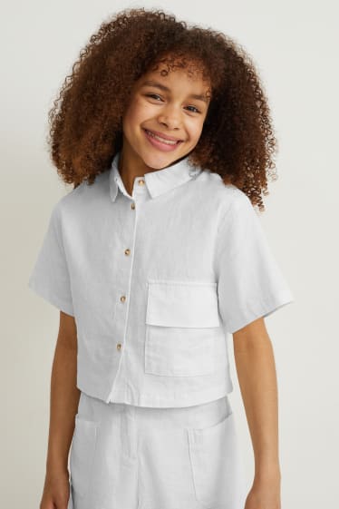 Bambine - Blusa - misto lino - bianco crema