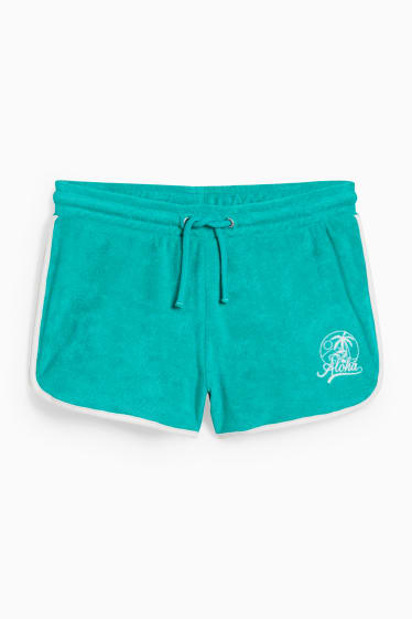 Kinderen: meisjes - Shorts van badstof - groen