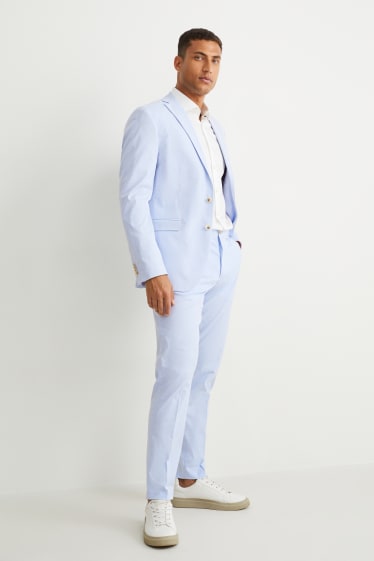 Hommes - Pantalon à coordonner - slim fit - à rayures - bleu clair