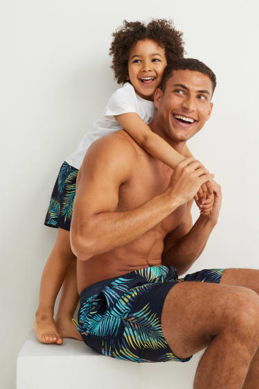 Kinder Buben - Badeshorts - gemustert - dunkelblau