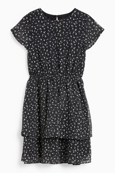 Bambine - Vestito - a fiori - nero / bianco