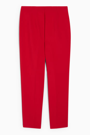 Femmes - Pantalon de toile - high waist - tapered fit - rouge