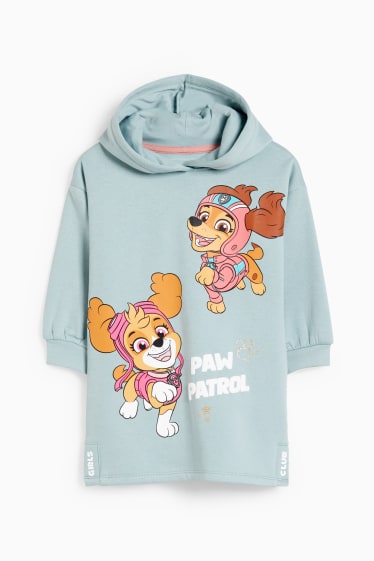 Enfants filles - Pat’ Patrouille - robe en molleton à capuche - vert menthe