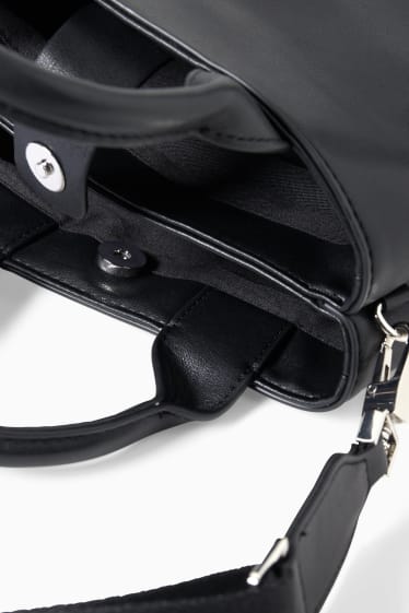 Women - Shoulder bag with detachable bag strap - faux leather  - black