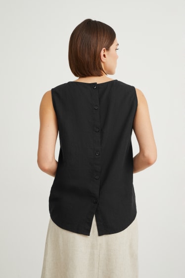 Donna - Blusa - misto lino - nero