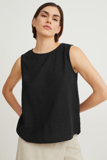 Donna - Blusa - misto lino - nero