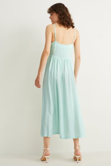 Damen - Fit & Flare Kleid - gemustert - mintgrün