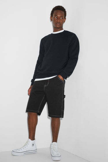 Heren - Denim cargoshorts - zwart