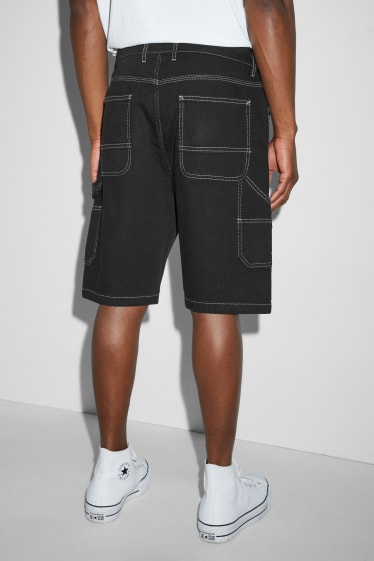 Hommes - Short cargo en jean - noir