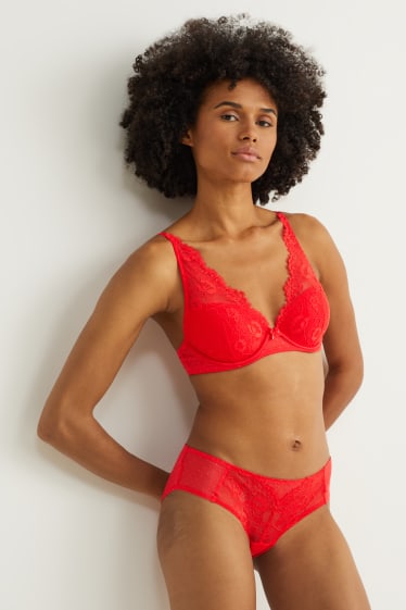 Femmes - Soutien-gorge avec armatures - DEMI - ampliforme - rouge