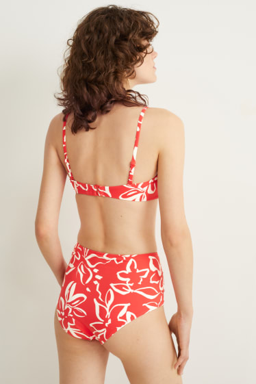 Dames - Bikinibroekje - high waist - LYCRA® XTRA LIFE™ - gebloemd - rood