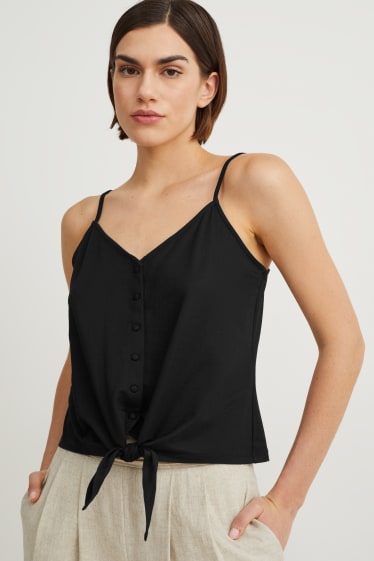 Dona - Top amb detall de nus - negre