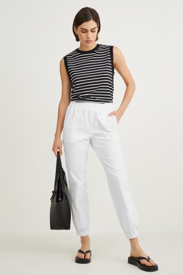 Donna - Pantaloni di stoffa - vita media - tapered fit - bianco