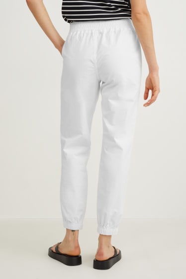 Dámské - Plátěné kalhoty - mid waist - tapered fit - bílá