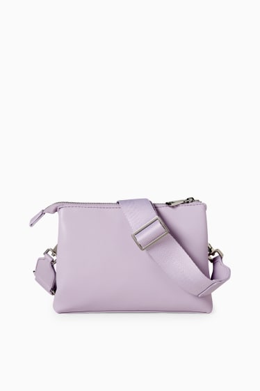 Women - Shoulder bag with detachable bag strap - faux leather  - light violet