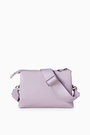 Donna - Borsa a tracolla con spallaccio staccabile - similpelle - viola chiaro