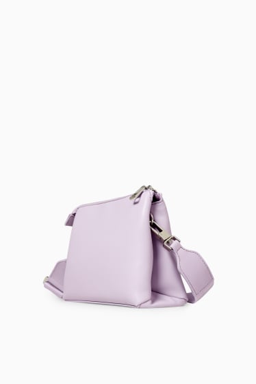 Women - Shoulder bag with detachable bag strap - faux leather  - light violet