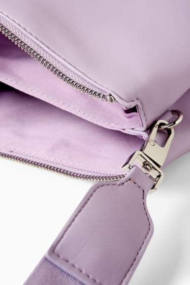 Women - Shoulder bag with detachable bag strap - faux leather  - light violet