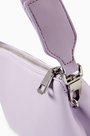 Damen - Umhängetasche mit abnehmbarem Taschengurt - Lederimitat - hellviolett