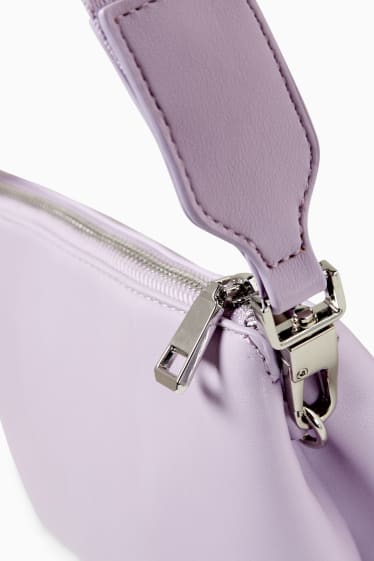 Women - Shoulder bag with detachable bag strap - faux leather  - light violet