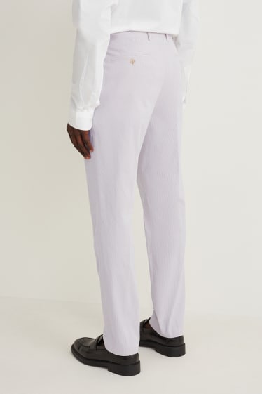 Pánské - Oblekové kalhoty - slim fit - pruhované - béžová