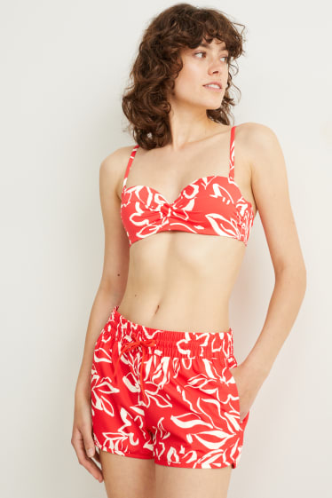 Donna - Shorts da mare - LYCRA® - a fiori - rosso