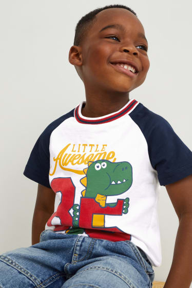 Bambini - Confezione da 2 - dinosauri - t-shirt - bianco