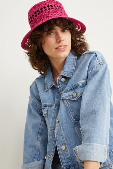 Femmes - Chapeau de paille - rose