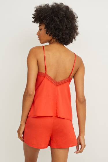 Damen - Pyjama-Top - dunkelorange