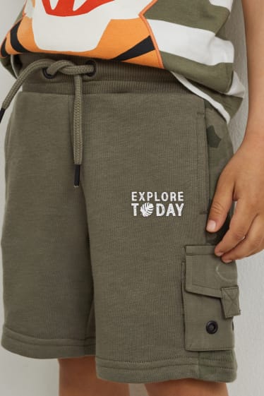 Children Boys - Cargo sweat shorts - dark green