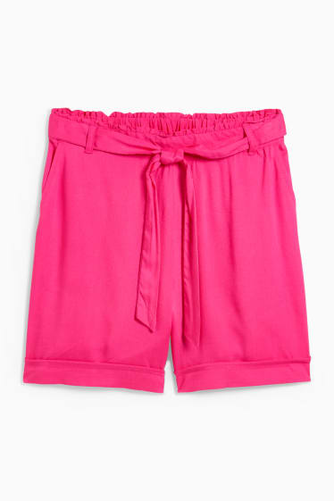 Donna - Shorts - vita alta - fucsia