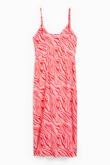 Women - Wrap dress - linen blend - patterned - pink