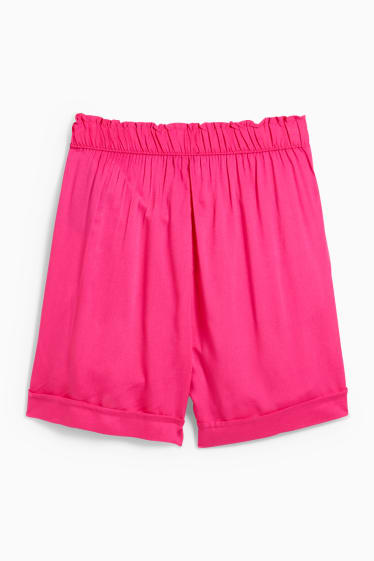 Donna - Shorts - vita alta - fucsia