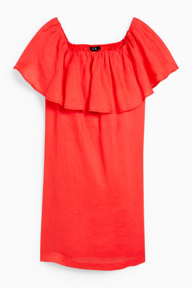 Women - Linen dress - red
